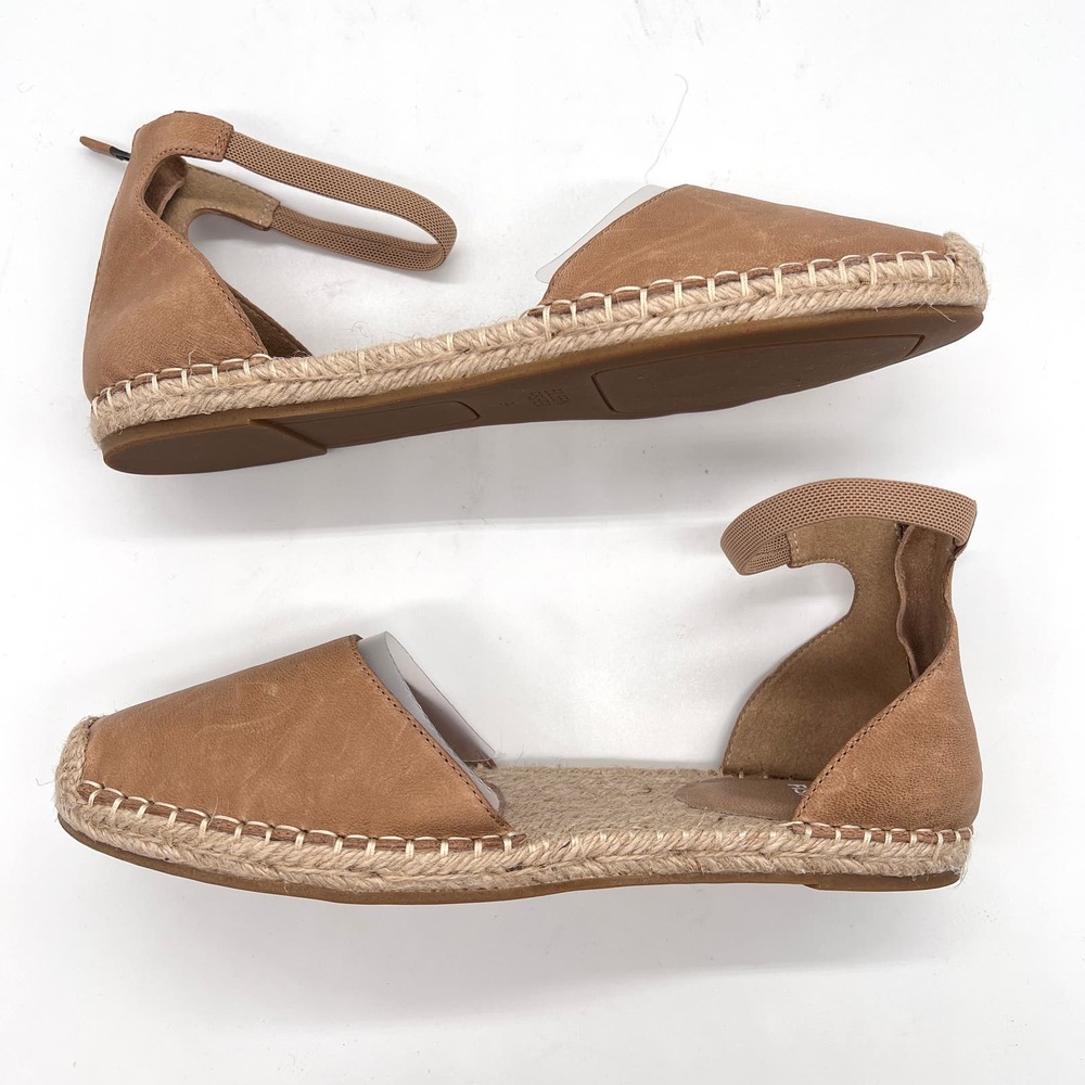 EILEEN FISHER Lala Espadrille Womens 9 Tan Tumbled Leather Ankle Strap D'orsay - Picture 4 of 11